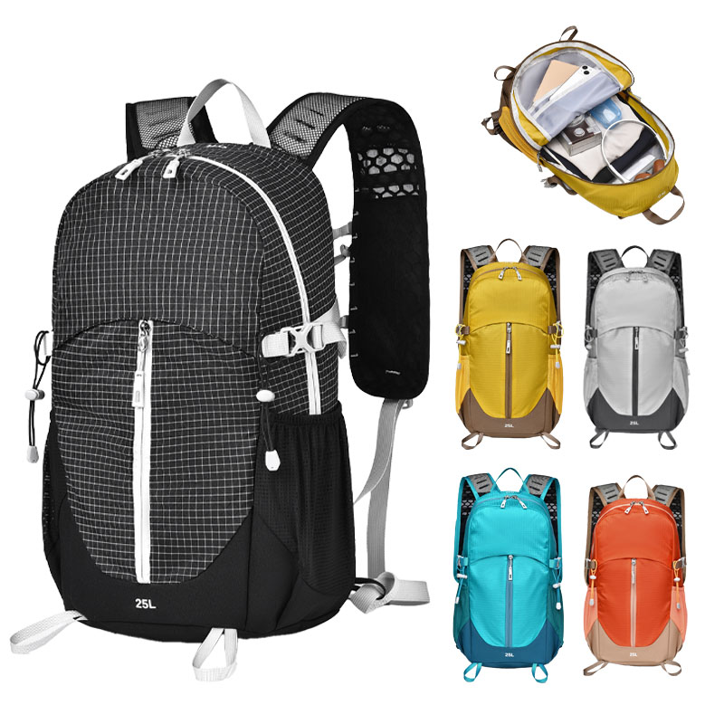 Hiking Backpack Waterproof - 25l Großer Wanderrucksack, Wasserdichter Leichter Nylon-Wanderrucksack,