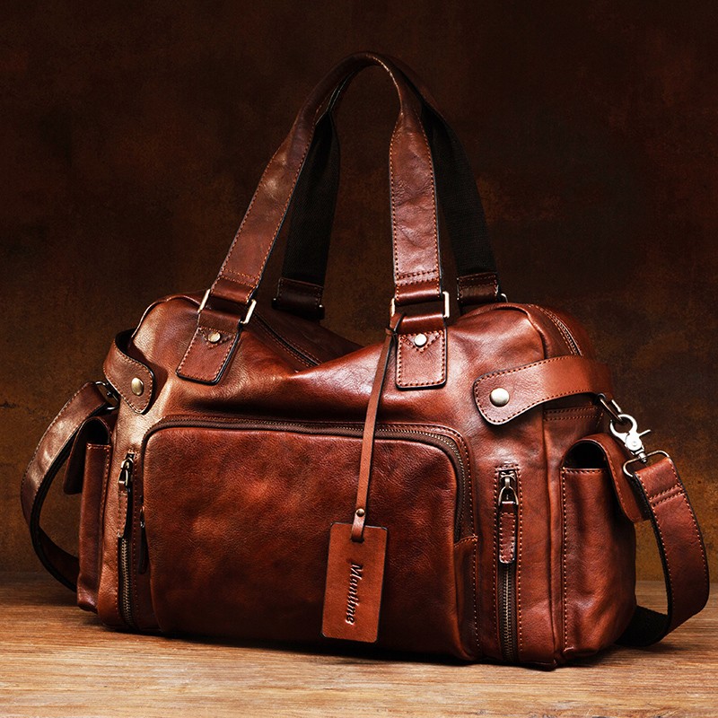 Leather Backpack Vintage - Vintage-Radiergummi-Herrentasche aus pflanzlich gegerbtem Leder, lässige