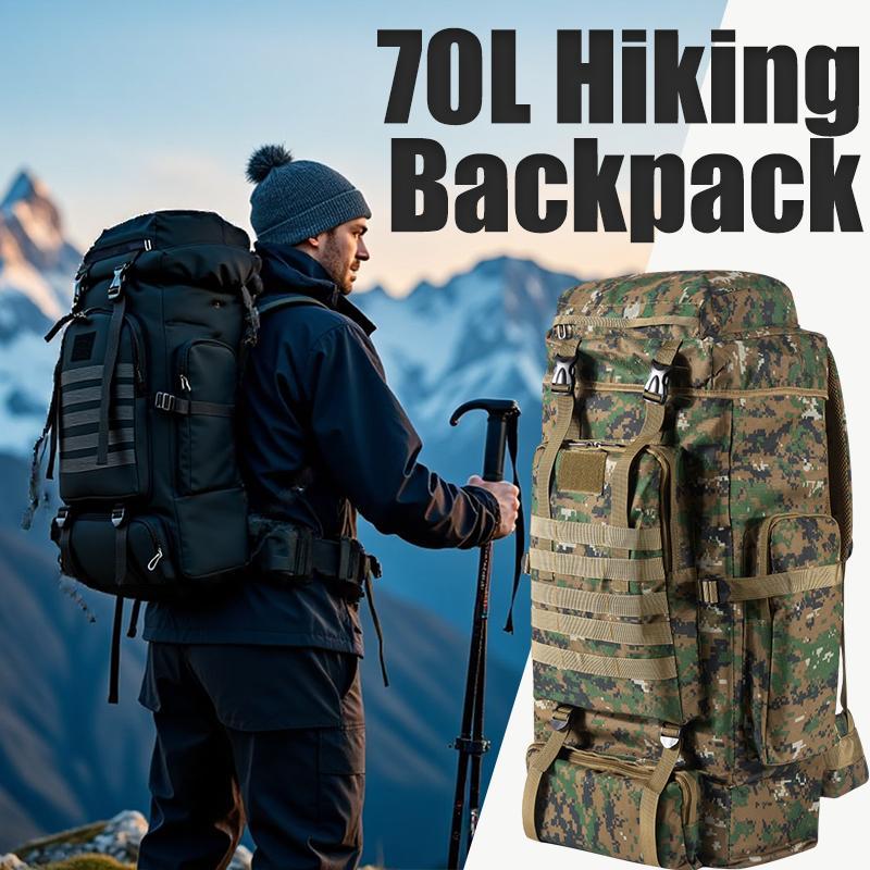 Hiking Backpack Waterproof - 70L Professioneller Wanderrucksack mit großem Fassungsvermögen,