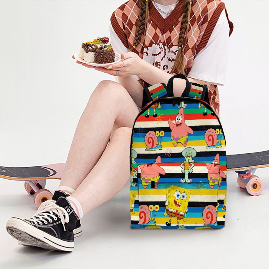 School Backpack Teen - SpongeBob Schwammkopf Rucksack mit Streifenmuster, Leichter