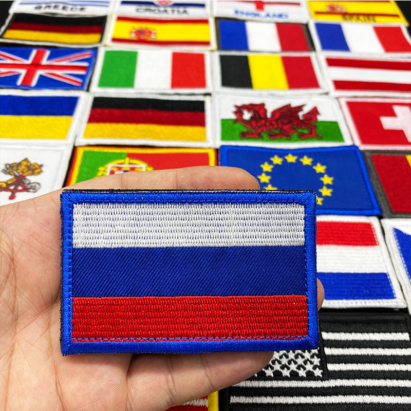 Urban Backpack Tactical - Länderflagge, bestickter Hakenschlaufen-Aufnäher, Russland, Spanien, Türkei,