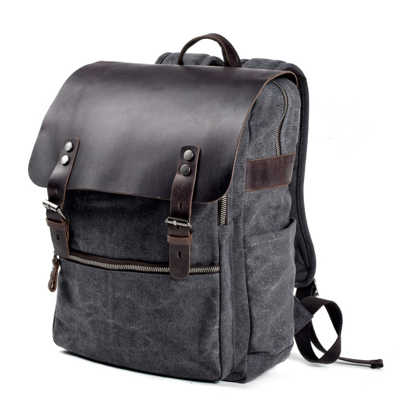 Canvas Backpack Casual - Retro-Herrenrucksack, doppelte Umhängetasche, lässige Kurzstrecken-Reisetasche, modische