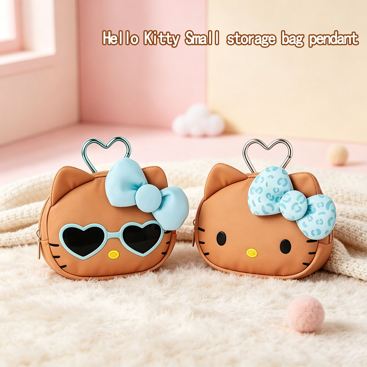 Mini Backpack Purse - Niedliche braune Hello Kitty Mini-Aufbewahrungstasche mit