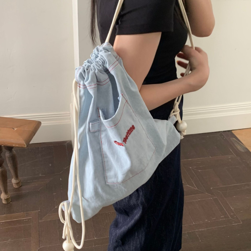 Canvas Backpack Casual - Damen-Handtasche aus Segeltuch mit Kordelzug im