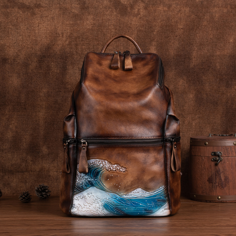 Echte echtem Weichem Leder Fra – Leather Backpack Vintage Bewertung und Preis